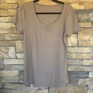 Elegant Short Sleeve Top in Taupe